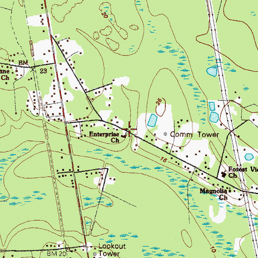 Topographic Map of Enterprise Church, GA