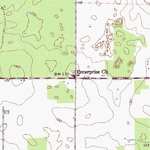 Topographic Map of Enterprise Church, GA