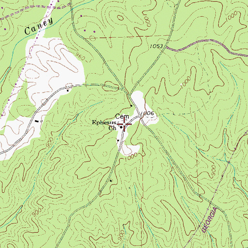 Topographic Map of Ephesus Church, GA