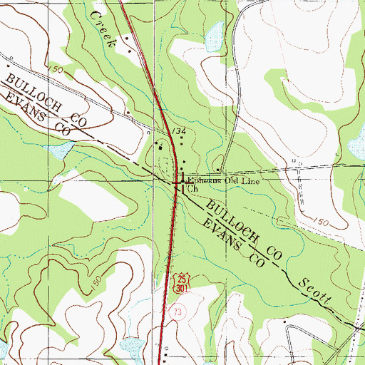 Topographic Map of Ephesus Old Line Church, GA