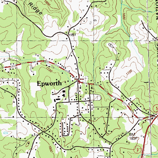 Topographic Map of Epworth, GA