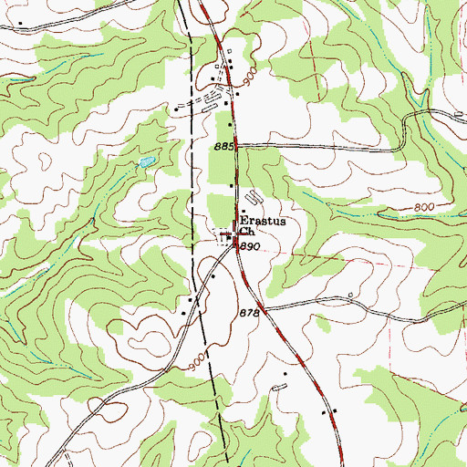 Topographic Map of Erastus Church, GA