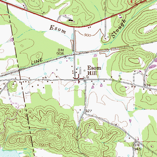 Topographic Map of Esom Hill, GA