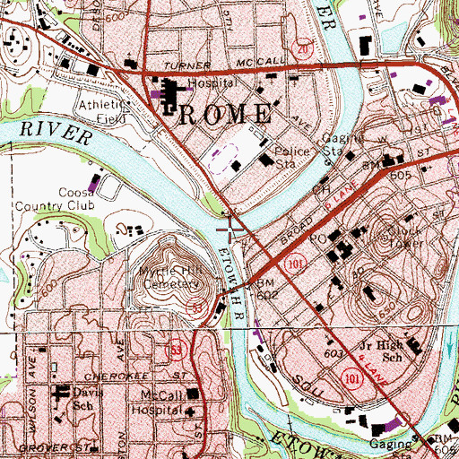 Topographic Map of Etowah River, GA