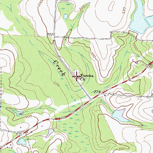 Topographic Map of Eureka Church, GA