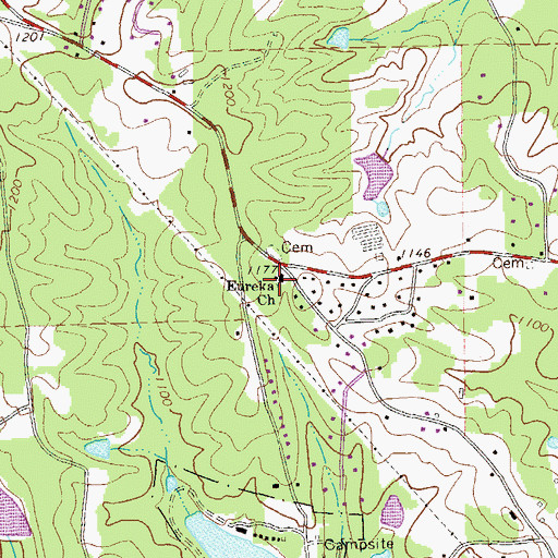 Topographic Map of Eureka Church, GA