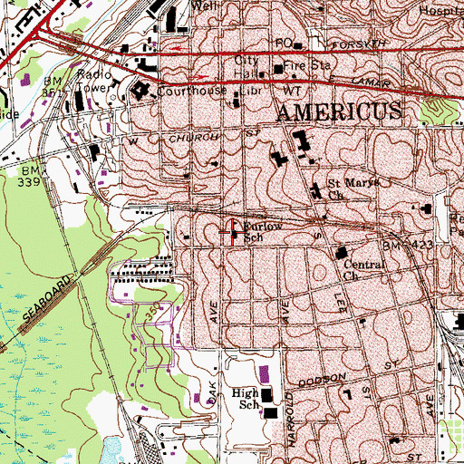 Topographic Map of Eurlow School, GA