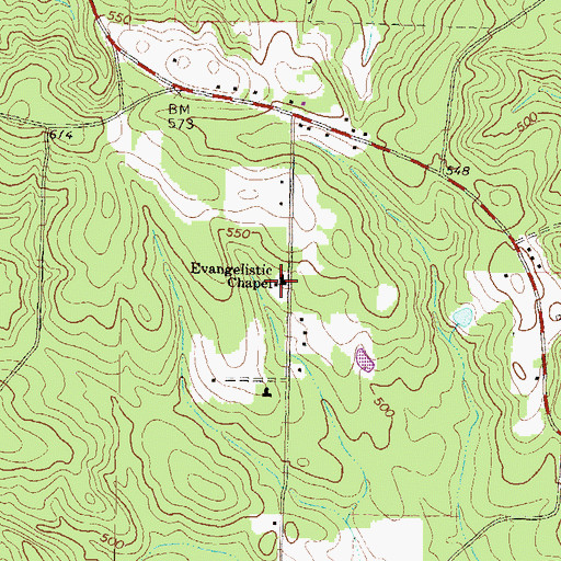 Topographic Map of Evangelistic Chapel, GA