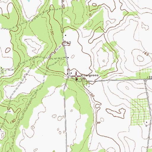 Topographic Map of Evergreen Church, GA