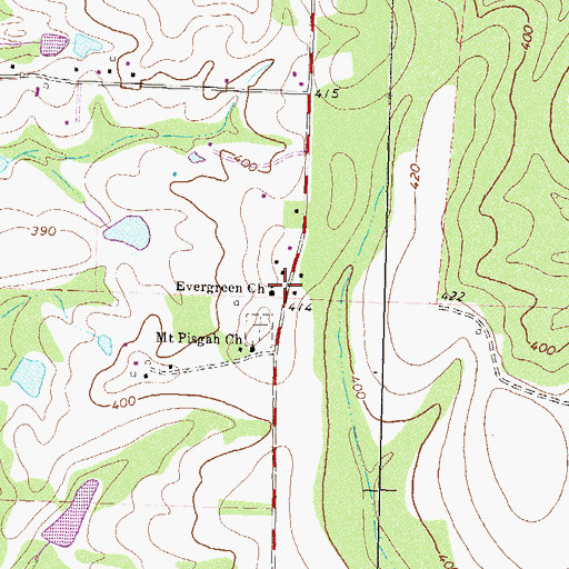 Topographic Map of Evergreen Church, GA