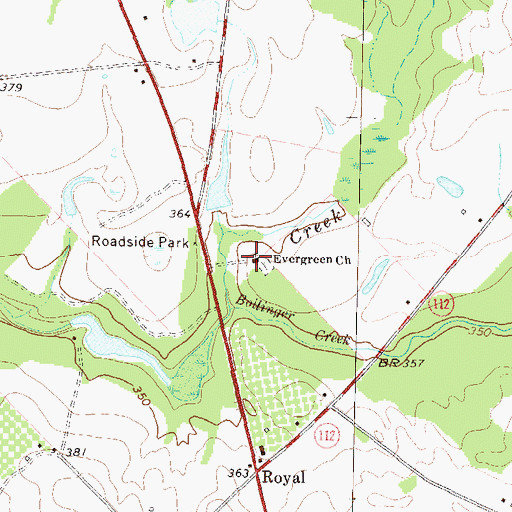 Topographic Map of Evergreen Church, GA