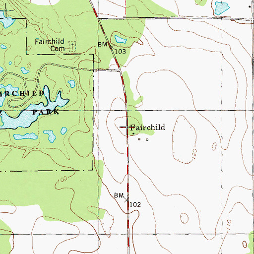 Topographic Map of Fairchild, GA