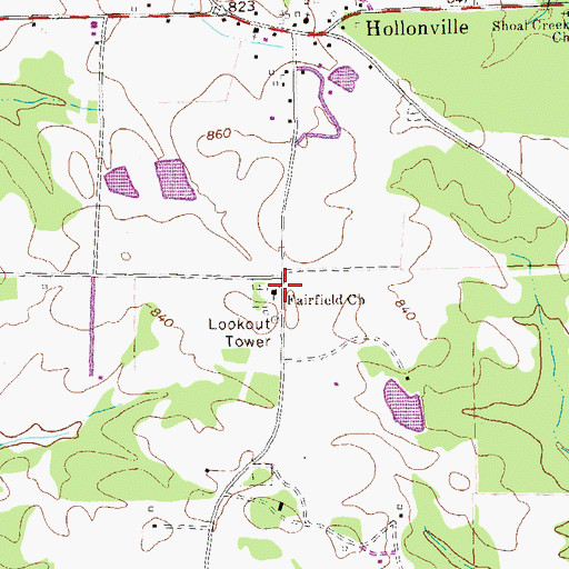 Topographic Map of Fairfield Church, GA