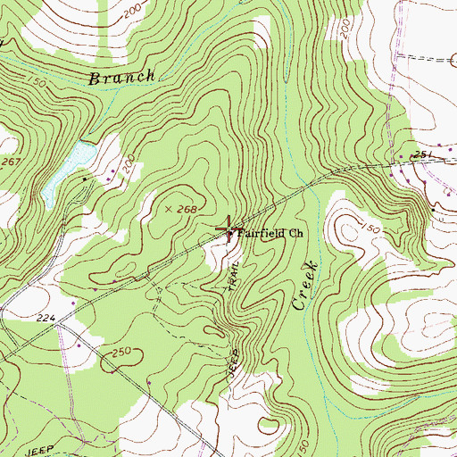 Topographic Map of Fairfield Church, GA