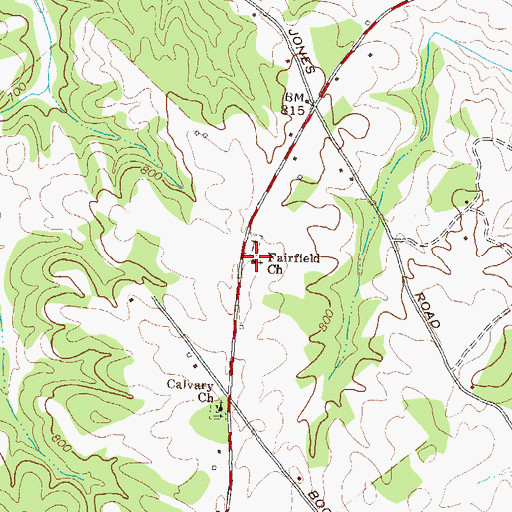 Topographic Map of Fairfield Church, GA
