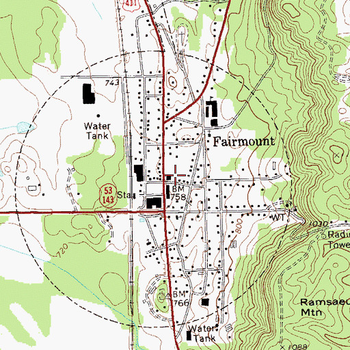 Topographic Map of Fairmount, GA