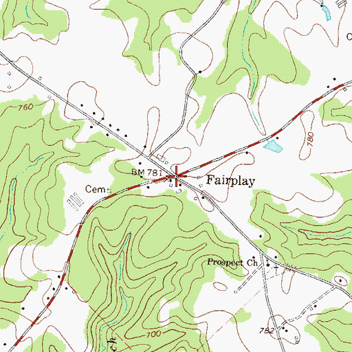 Topographic Map of Fairplay, GA