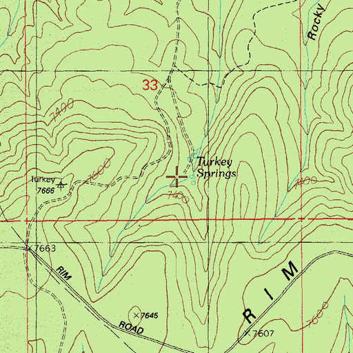 Topographic Map of Turkey Springs, AZ