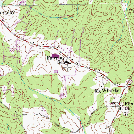 Topographic Map of Fairplay Middle School, GA