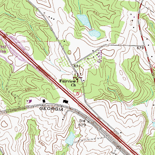 Topographic Map of Fairview Church, GA