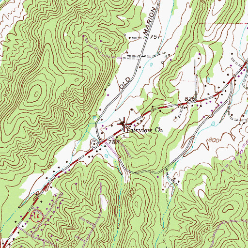 Topographic Map of Fairview Church, GA