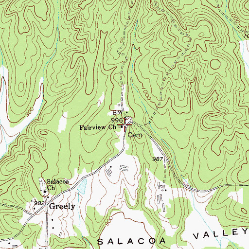 Topographic Map of Fairview Methodist Church, GA