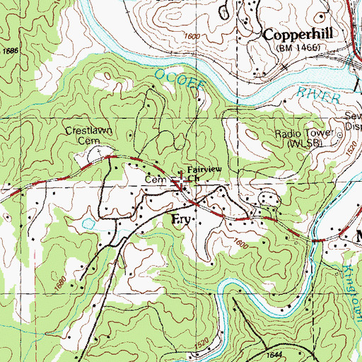 Topographic Map of Fairview Church, TN
