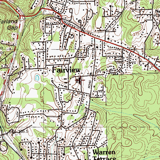 Topographic Map of Fairview School, GA