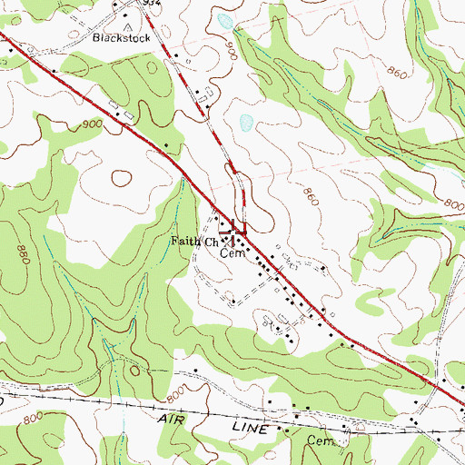 Topographic Map of Faith Church, GA