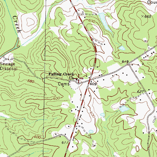 Topographic Map of Falling Creek Church, GA