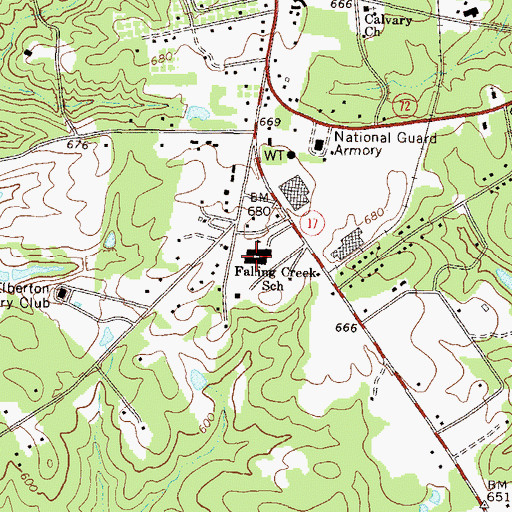 Topographic Map of Falling Creek Elementary School, GA