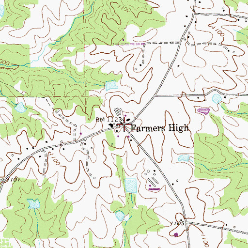 Topographic Map of Farmers High, GA