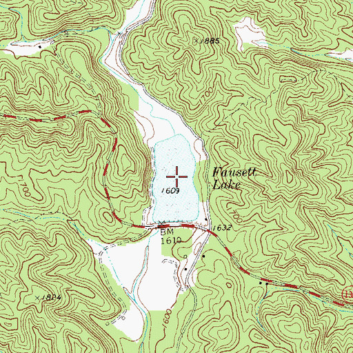 Topographic Map of Fausett Lake, GA