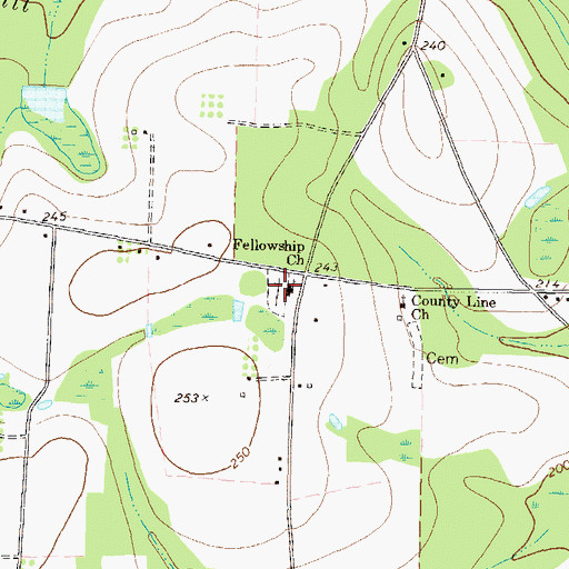 Topographic Map of Fellowship Church, GA