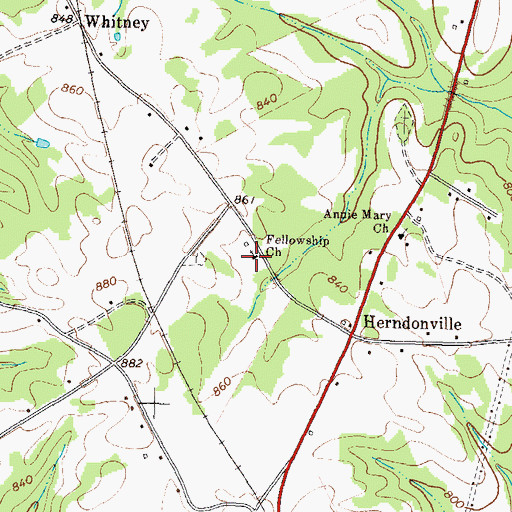 Topographic Map of Fellowship Church, GA