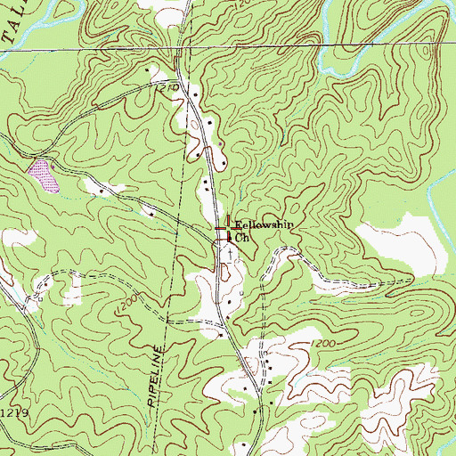 Topographic Map of Fellowship Church, GA