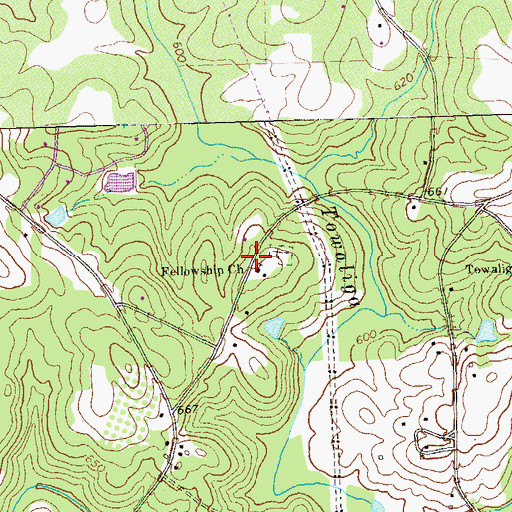 Topographic Map of Fellowship Church, GA