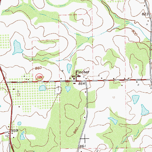 Topographic Map of Fincher Church, GA