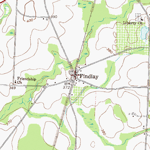 Topographic Map of Findlay, GA