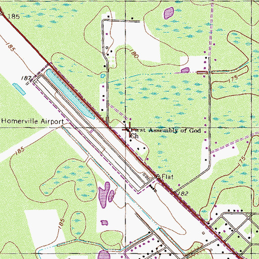 Topographic Map of First Assembly of God Church, GA