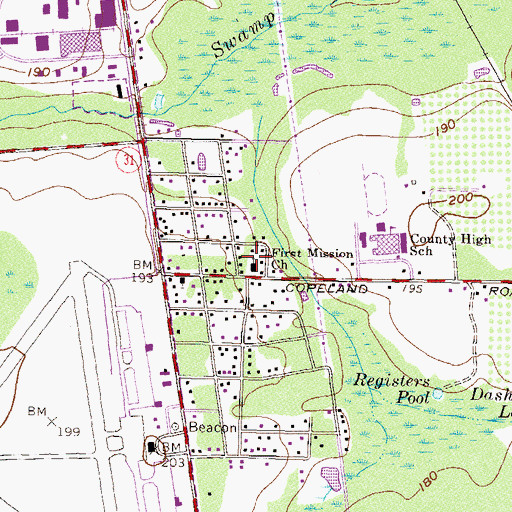Topographic Map of First Mission Church, GA