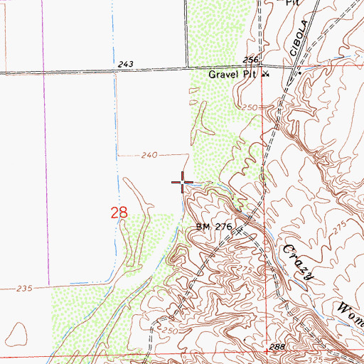 Topographic Map of Crazy Woman Wash, AZ