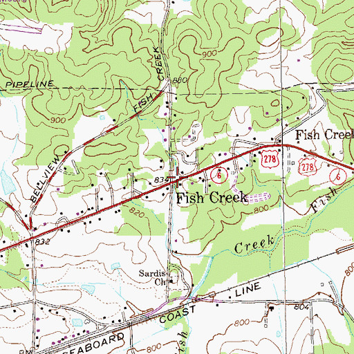 Topographic Map of Fish Creek, GA