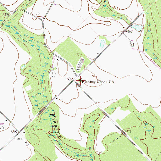 Topographic Map of Fishing Creek Church, GA