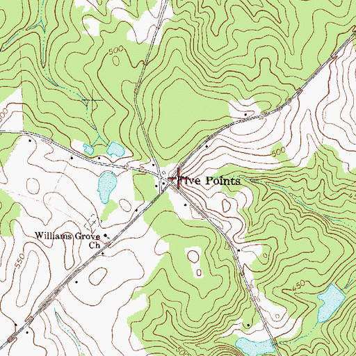 Topographic Map of Five Points, GA