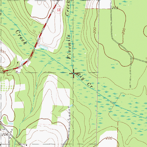 Topographic Map of Fivemile Creek, GA