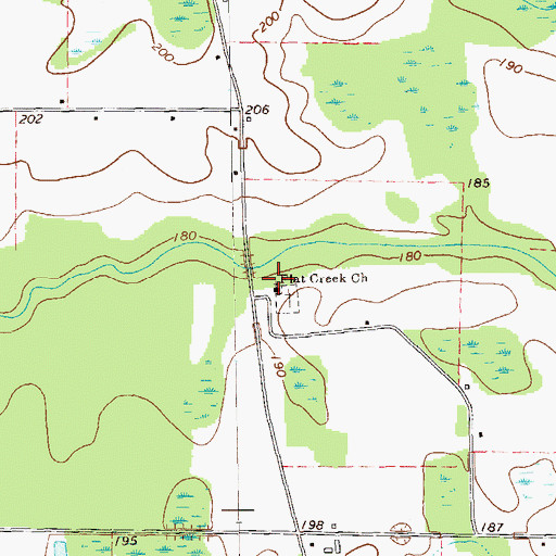 Topographic Map of Flat Creek Church, GA