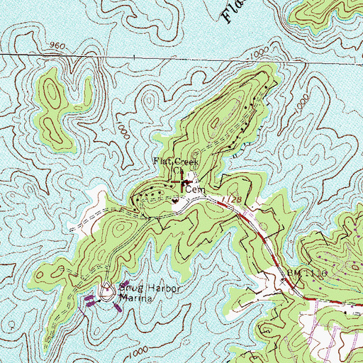 Topographic Map of Flat Creek Church, GA