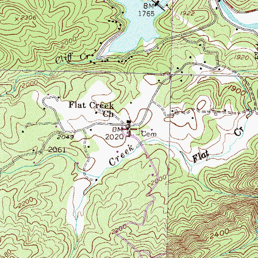 Topographic Map of Flat Creek Church, GA