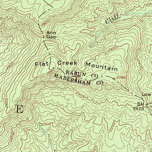 Topographic Map of Flat Creek Mountain, GA
